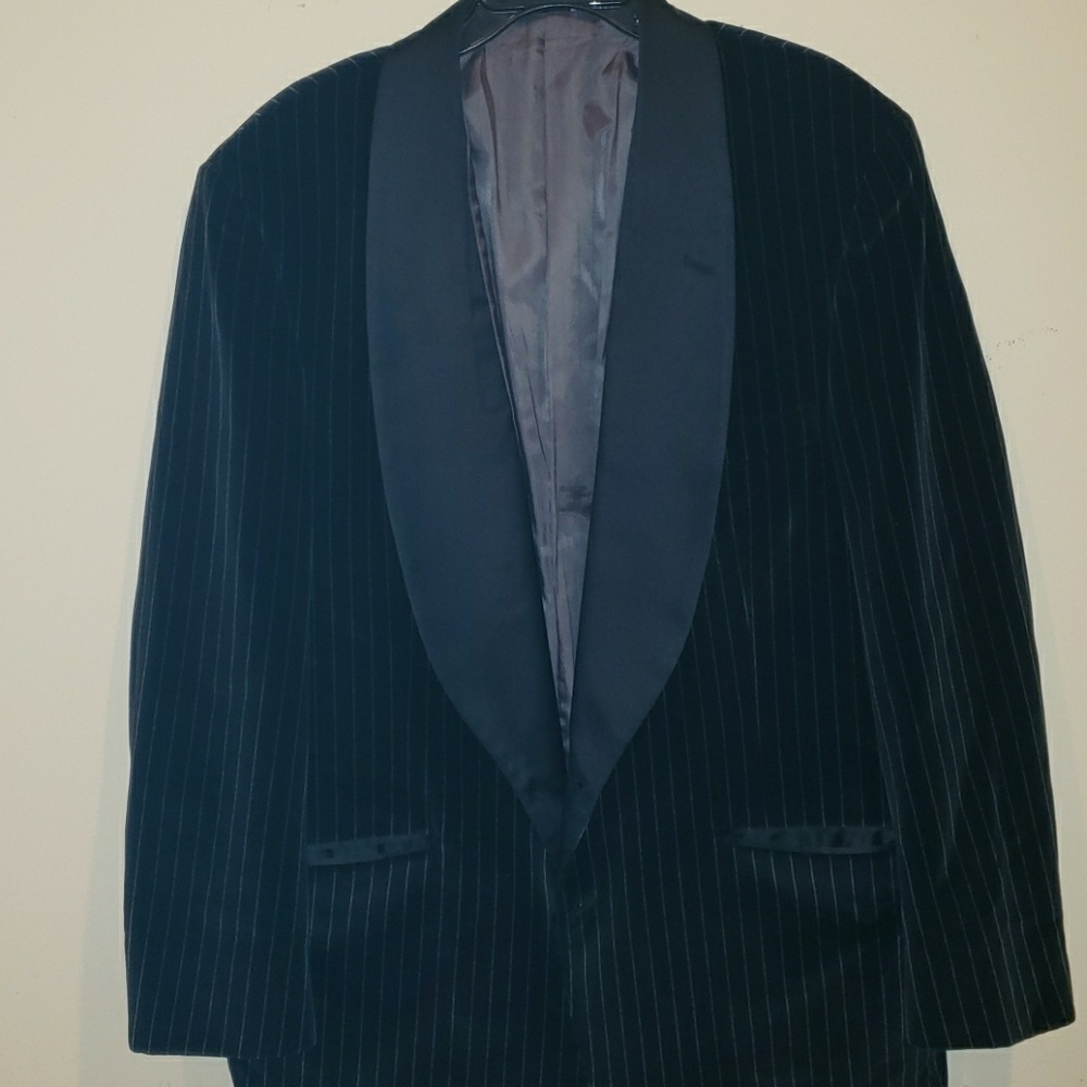 Beautiful Velour Black and white Pin Stripe Tux